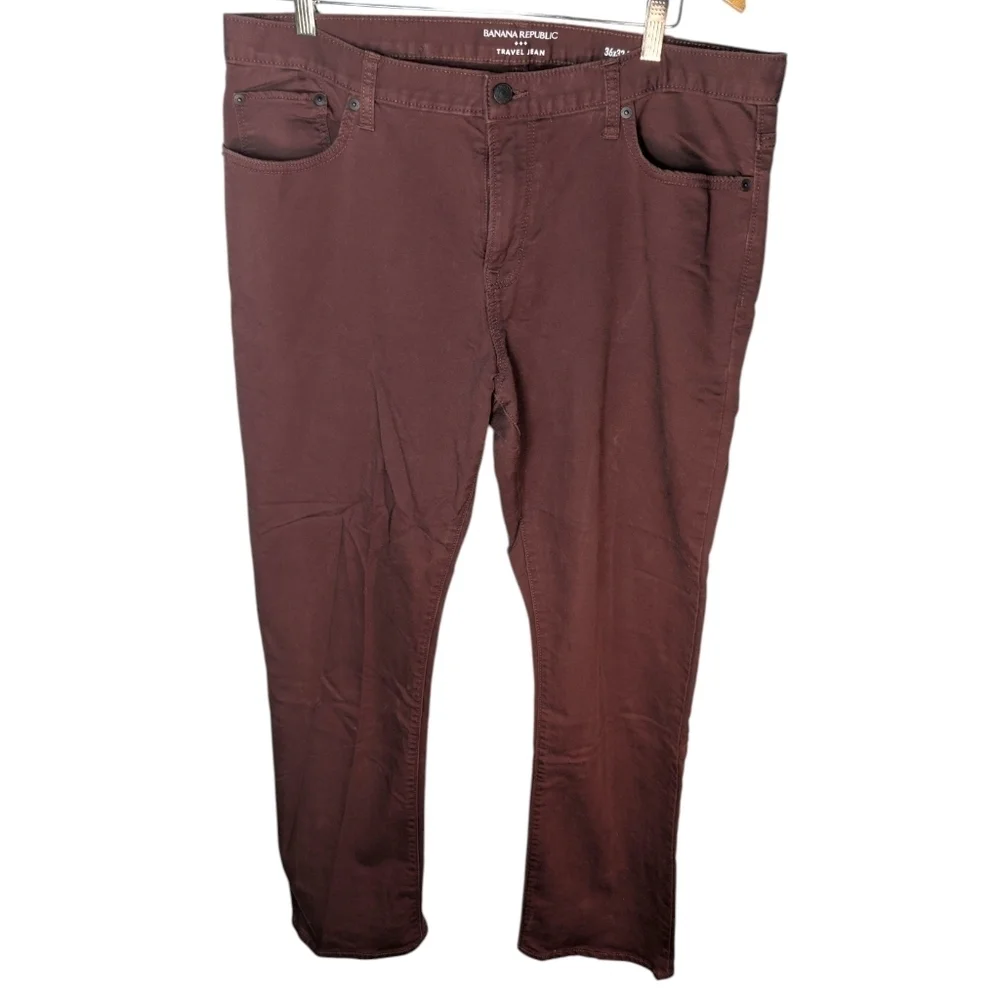 Banana Republic 36x32 Slim Fit Burgundy Red Men's Travel Jean Pant
